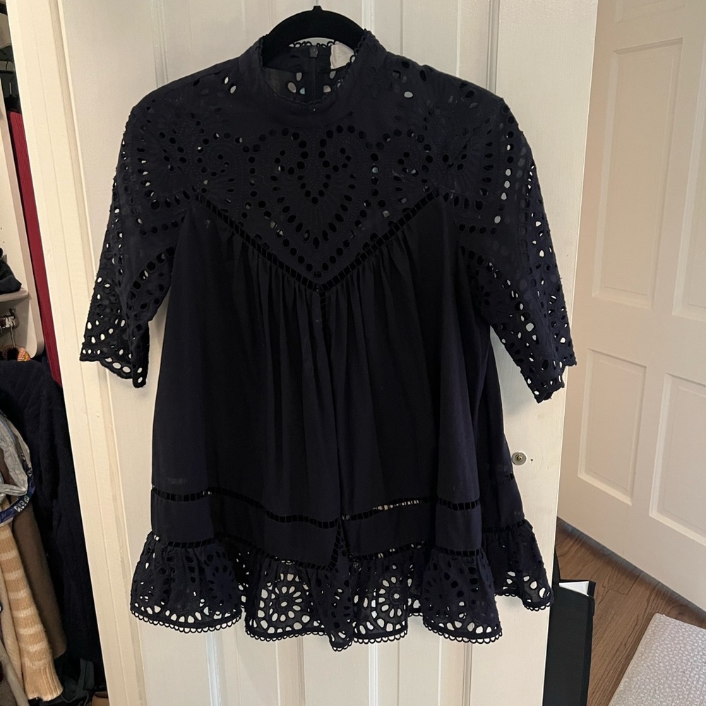 Zimmermann navy blue broderie top size 0